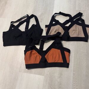 Elegant Women's Sports Bra Set - Black, Tan, and Brown